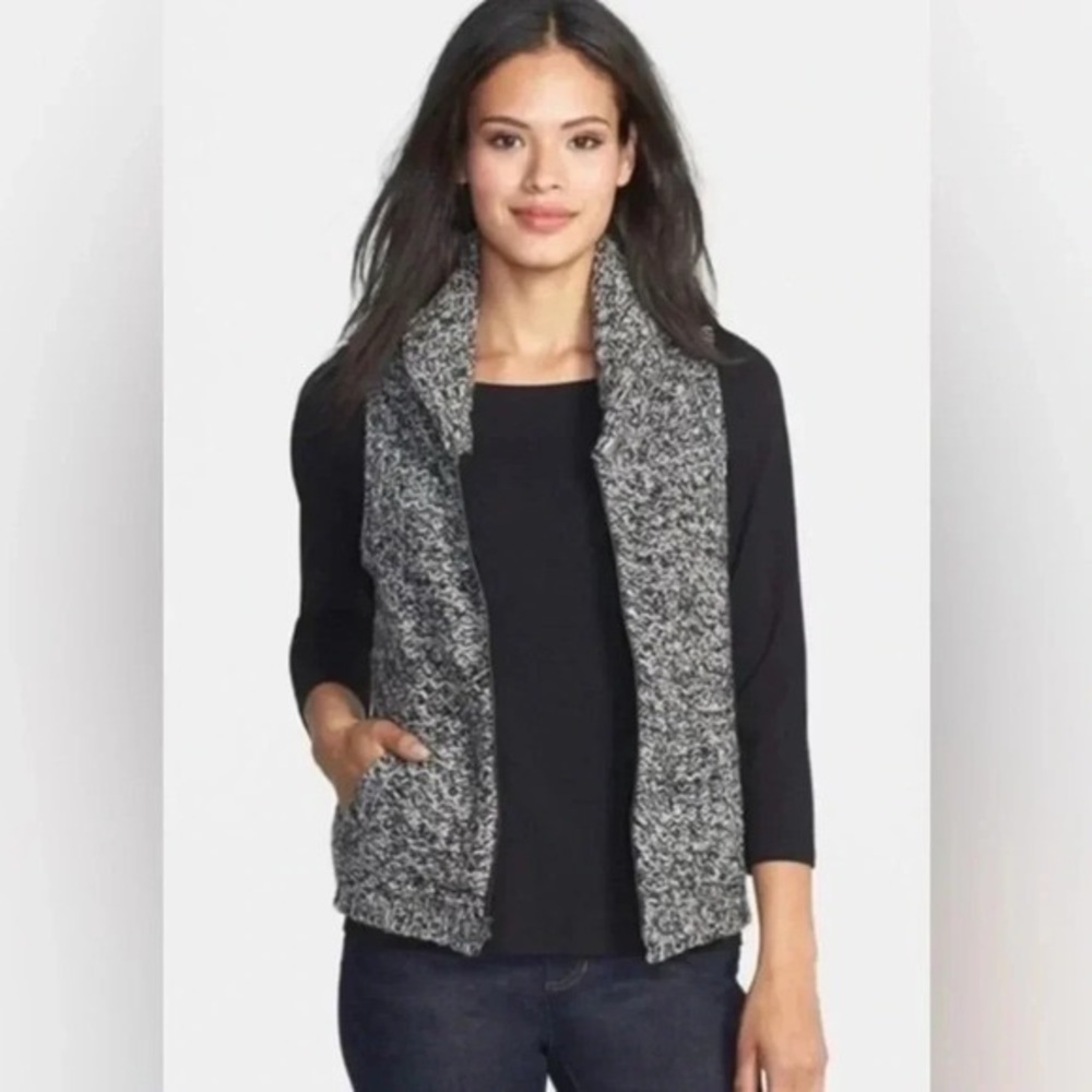 Eileen Fisher Yak Merino Wool Blend Knit Zipper Sweater Vest